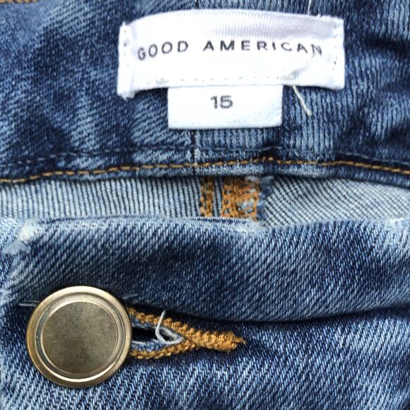 Good American Size 15 34x25 Good Legs Cropped Mini Boot Cut Stretch Blue Jeans - Picture 6 of 8